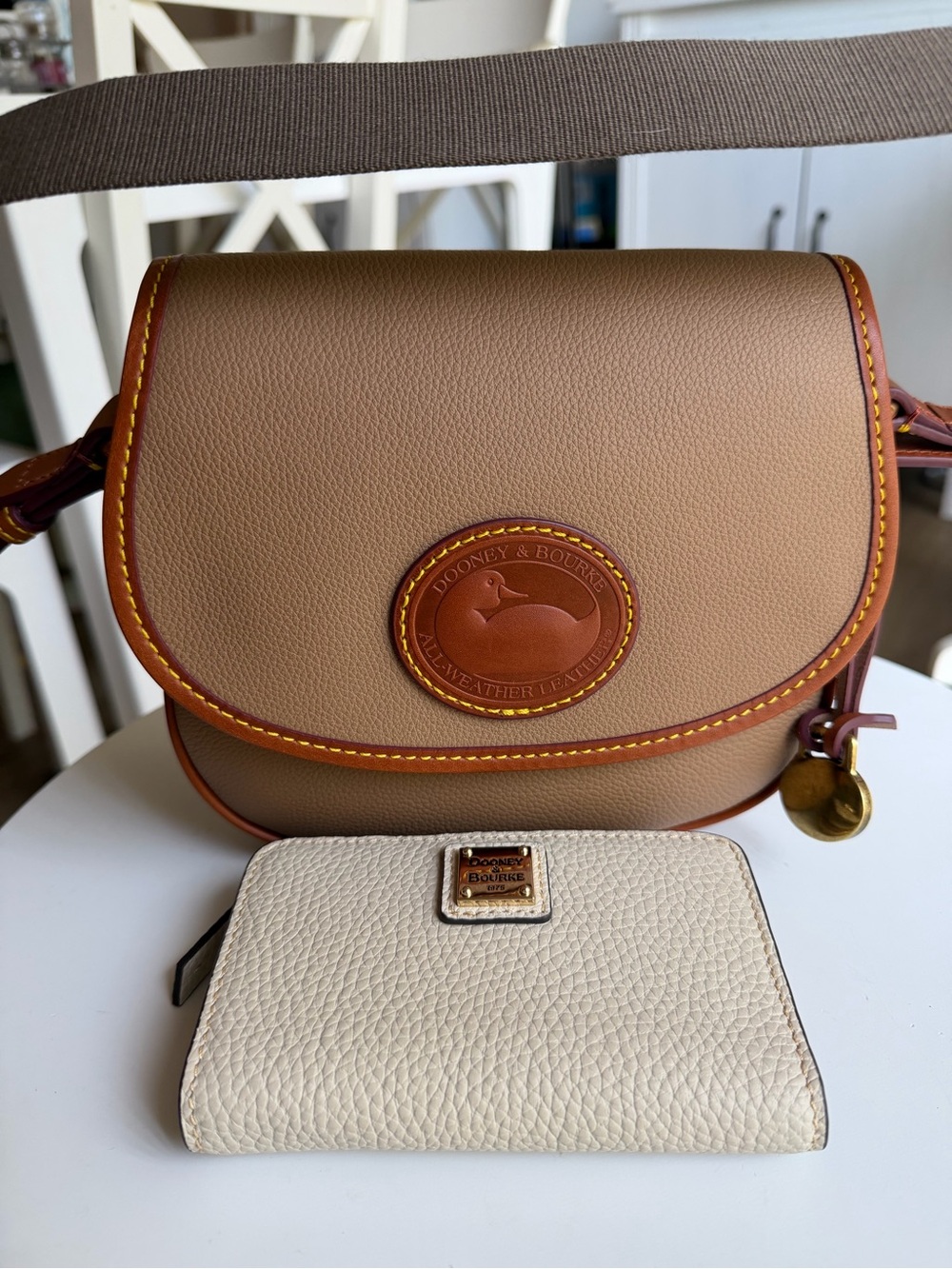 Dooney & Bourke Tan Crossbody Bag with Cream Wallet